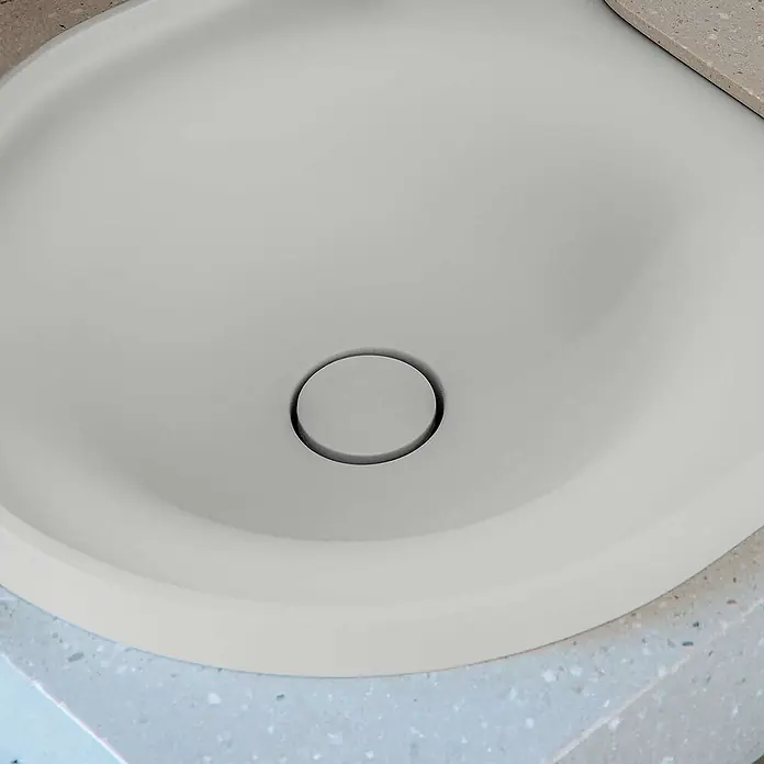 Poalgi Einbauwaschbecken DAL - 64 x 42 cm, Mit antibakterieller Glasur, Hahnloch: Ohne, Ohne Überlauf, Rauchgrau
