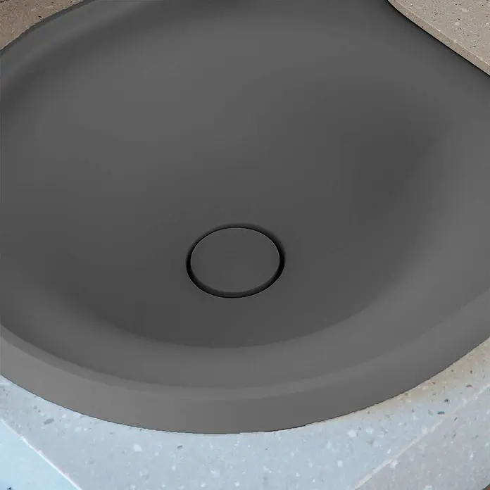 Poalgi Einbauwaschbecken DAL - 64 x 42 cm, Mit antibakterieller Glasur, Hahnloch: Ohne, Ohne Überlauf, Anthrazitschwarz