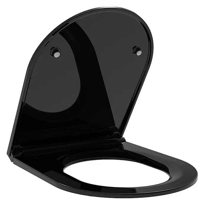 SAINOS WC-Sitz Duroplast WC-Sitz, , Universal-O-Form, Absenkautomatik, Oben - Duroplast, Schwarz, Mit Absenkautomatik