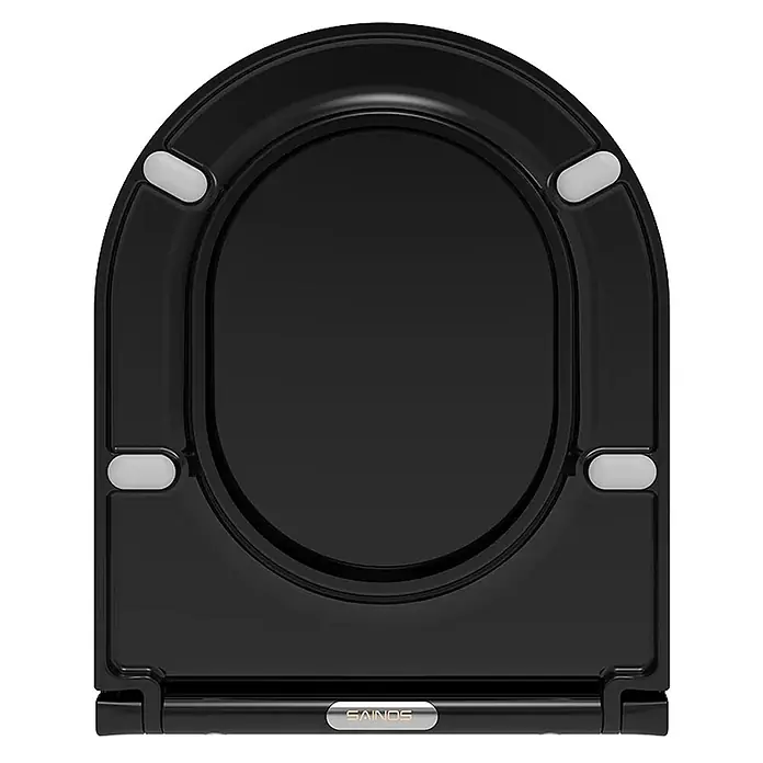 SAINOS WC-Sitz Duroplast WC-Sitz, , Universal-O-Form, Absenkautomatik, Oben - Duroplast, Schwarz, Mit Absenkautomatik
