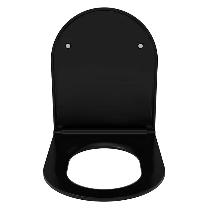 SAINOS WC-Sitz Duroplast WC-Sitz, , Universal-O-Form, Absenkautomatik, Oben - Duroplast, Schwarz, Mit Absenkautomatik