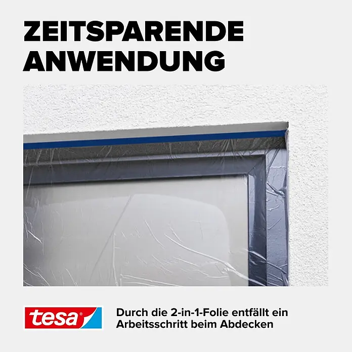 Tesa Abdeckfolie Easy Cover Outdoor - L x B: 20 m x 140 cm - Informationsansicht