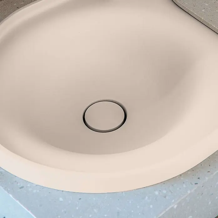 Poalgi Einbauwaschbecken DAL - 64 x 42 cm, Mit antibakterieller Glasur, Hahnloch: Ohne, Ohne Überlauf, Perlweiß
