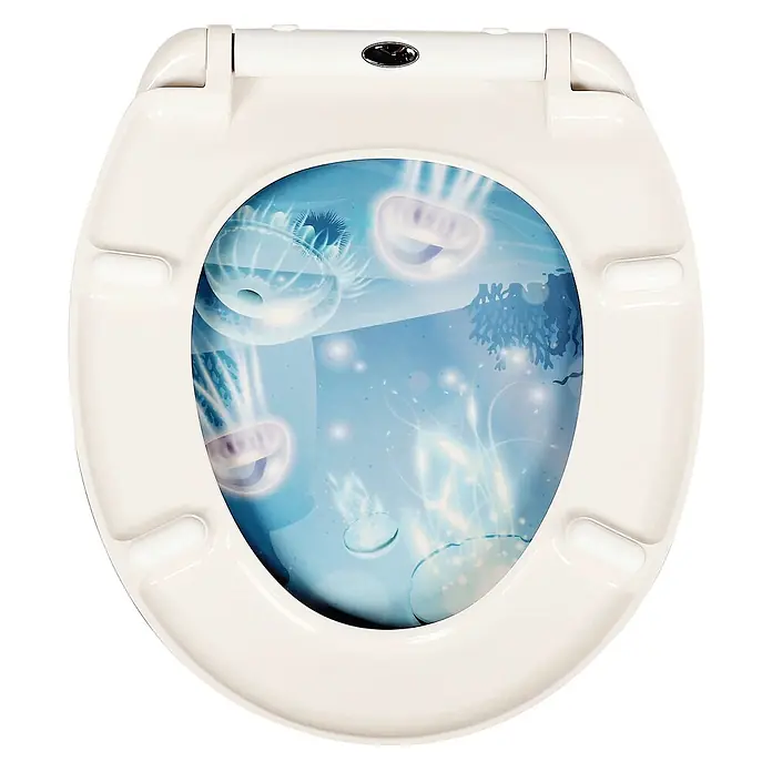 SAINOS WC-Sitz Duroplast WC-Sitz, Blau, Universal-O-Form, Absenkautomatik, Oben - Duroplast, Blau, Mit Absenkautomatik