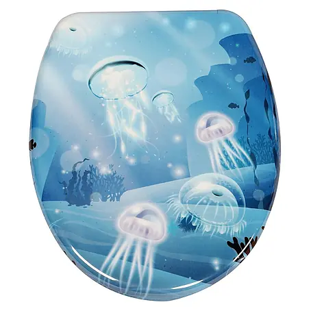 SAINOS  WC-Sitz Duroplast WC-Sitz, Blau, Universal-O-Form, Absenkautomatik, Oben