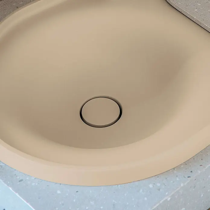 Poalgi Einbauwaschbecken DAL - 64 x 42 cm, Mit antibakterieller Glasur, Hahnloch: Ohne, Ohne Überlauf, Beige Albero