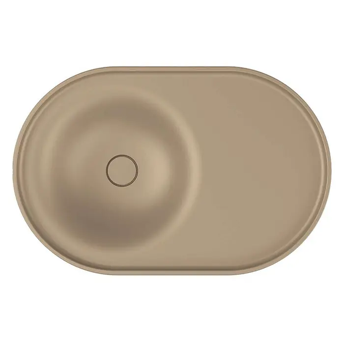 Poalgi Einbauwaschbecken DAL - 64 x 42 cm, Mit antibakterieller Glasur, Hahnloch: Ohne, Ohne Überlauf, Beige Albero