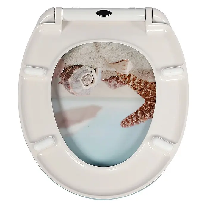 SAINOS WC-Sitz Duroplast WC-Sitz, Blau, Universal-O-Form, Absenkautomatik, Oben - Duroplast, Blau, Mit Absenkautomatik