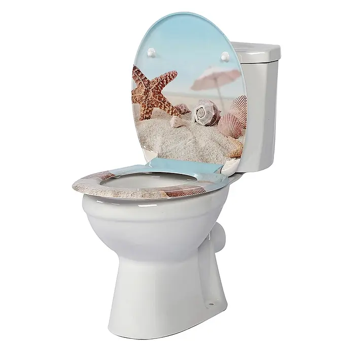SAINOS WC-Sitz Duroplast WC-Sitz, Blau, Universal-O-Form, Absenkautomatik, Oben - Duroplast, Blau, Mit Absenkautomatik
