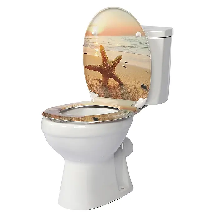 SAINOS WC-Sitz Duroplast WC-Sitz, Orange, Universal-O-Form, Absenkautomatik, Oben - Duroplast, Orange, Mit Absenkautomatik
