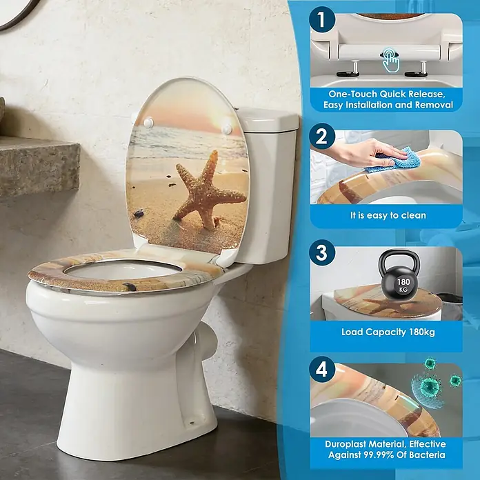 SAINOS WC-Sitz Duroplast WC-Sitz, Orange, Universal-O-Form, Absenkautomatik, Oben - Duroplast, Orange, Mit Absenkautomatik