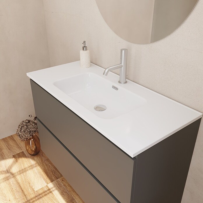 Lavabo empotrado Nairobi (101 x 46 cm, Orificios para grifo: Medio, Sin desbordamiento, Blanco, Brillante) | BAUHAUS