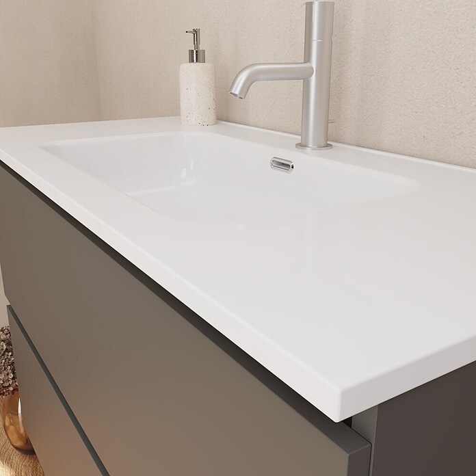 Lavabo empotrado Nairobi (101 x 46 cm, Orificios para grifo: Medio, Sin desbordamiento, Blanco, Brillante) | BAUHAUS