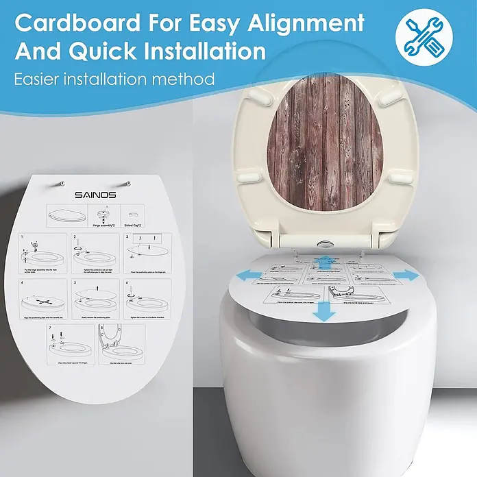 SAINOS WC-Sitz Duroplast WC-Sitz, Bronze, Universal-O-Form, Absenkautomatik, Oben - Duroplast, Bronze, Mit Absenkautomatik