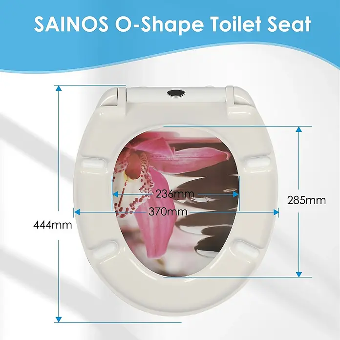 SAINOS WC-Sitz Duroplast WC-Sitz, Rot, Universal-O-Form, Absenkautomatik, Oben - Duroplast, Rot, Mit Absenkautomatik