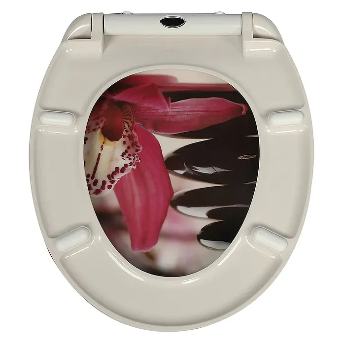 SAINOS WC-Sitz Duroplast WC-Sitz, Rot, Universal-O-Form, Absenkautomatik, Oben - Duroplast, Rot, Mit Absenkautomatik