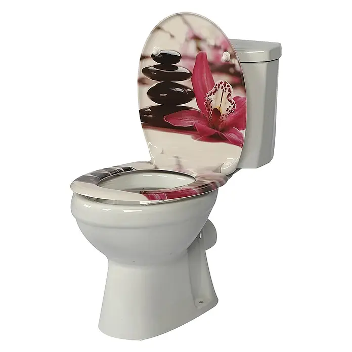 SAINOS WC-Sitz Duroplast WC-Sitz, Rot, Universal-O-Form, Absenkautomatik, Oben - Duroplast, Rot, Mit Absenkautomatik