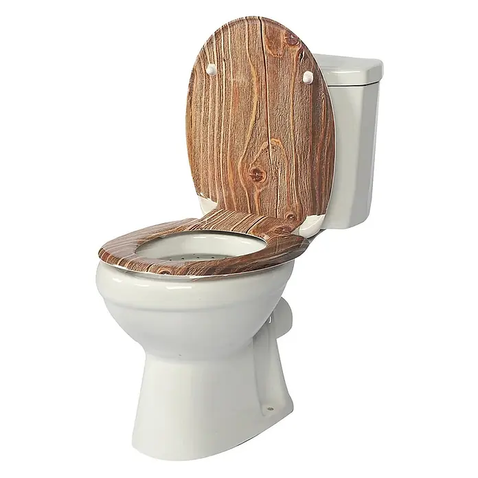SAINOS WC-Sitz Duroplast WC-Sitz, Braun, Universal-O-Form, Absenkautomatik, Oben - Duroplast, Braun, Mit Absenkautomatik