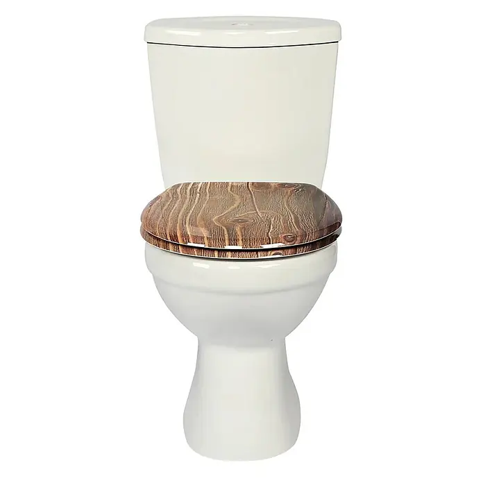 SAINOS WC-Sitz Duroplast WC-Sitz, Braun, Universal-O-Form, Absenkautomatik, Oben - Duroplast, Braun, Mit Absenkautomatik
