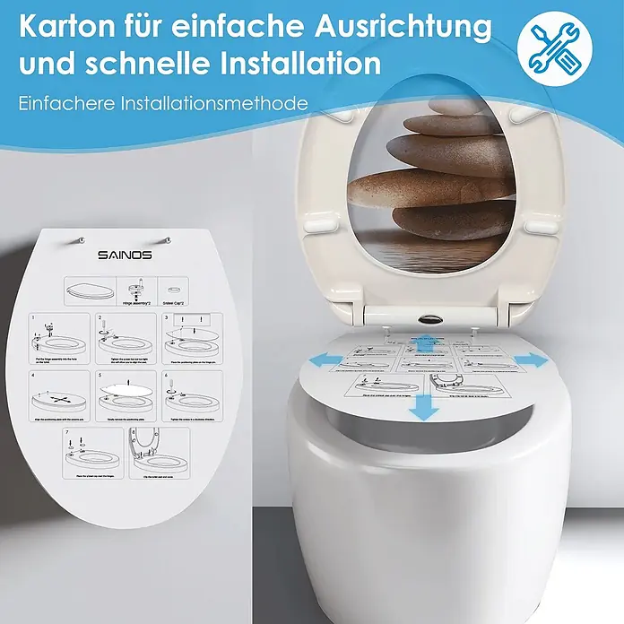 SAINOS WC-Sitz Duroplast WC-Sitz, Bronze, Universal-O-Form, Absenkautomatik, Oben - Duroplast, Bronze, Mit Absenkautomatik