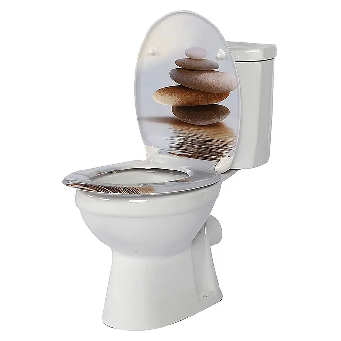 SAINOS WC-Sitz Duroplast WC-Sitz, Bronze, Universal-O-Form, Absenkautomatik, Oben - Duroplast, Bronze, Mit Absenkautomatik