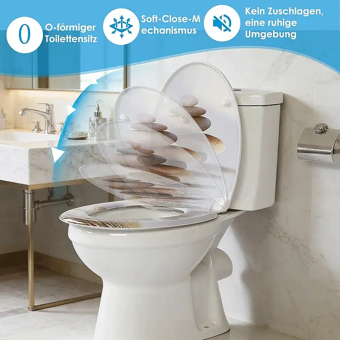 SAINOS WC-Sitz Duroplast WC-Sitz, Bronze, Universal-O-Form, Absenkautomatik, Oben - Duroplast, Bronze, Mit Absenkautomatik