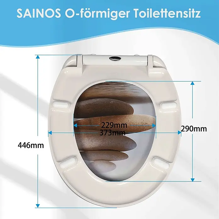 SAINOS WC-Sitz Duroplast WC-Sitz, Bronze, Universal-O-Form, Absenkautomatik, Oben - Duroplast, Bronze, Mit Absenkautomatik