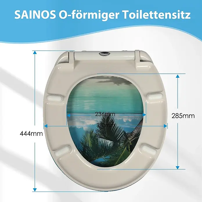SAINOS WC-Sitz Duroplast WC-Sitz, Blau, Universal-O-Form, Absenkautomatik, Oben - Duroplast, Blau, Mit Absenkautomatik