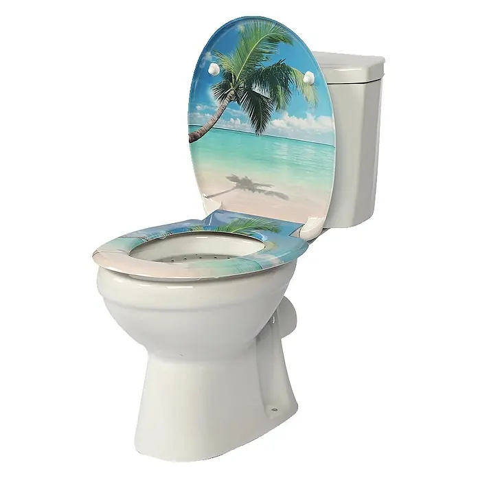 SAINOS WC-Sitz Duroplast WC-Sitz, Blau, Universal-O-Form, Absenkautomatik, Oben - Duroplast, Blau, Mit Absenkautomatik