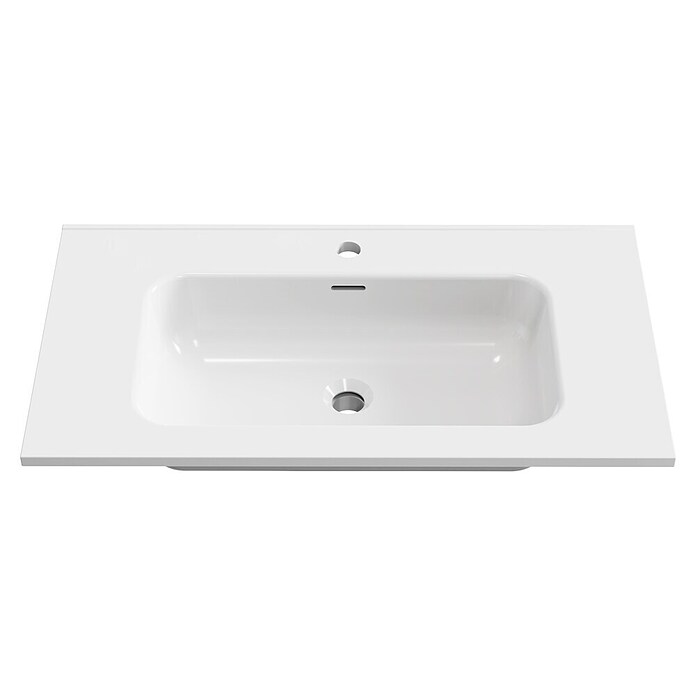 Lavabo empotrado Nairobi (81 x 46 cm, Orificios para grifo: Medio, Sin desbordamiento, Blanco, Brillante) | BAUHAUS