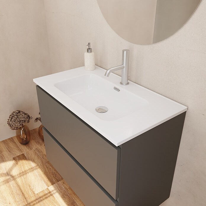 Lavabo empotrado Nairobi (81 x 46 cm, Orificios para grifo: Medio, Sin desbordamiento, Blanco, Brillante) | BAUHAUS