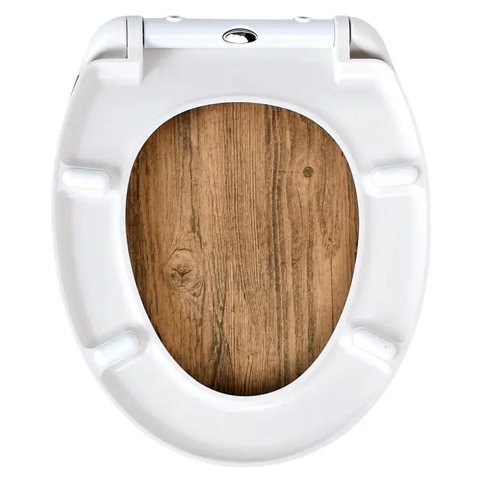 SAINOS WC-Sitz Duroplast WC-Sitz, Braun, Universal-O-Form, Absenkautomatik, Oben - Duroplast, Braun, Mit Absenkautomatik