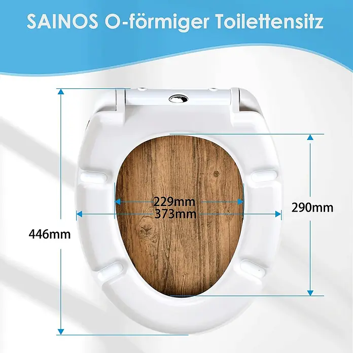 SAINOS WC-Sitz Duroplast WC-Sitz, Braun, Universal-O-Form, Absenkautomatik, Oben - Duroplast, Braun, Mit Absenkautomatik