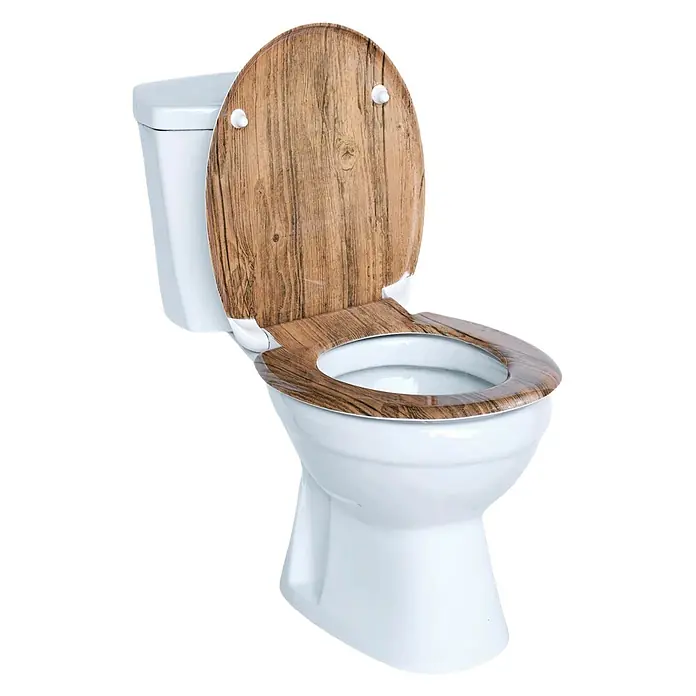 SAINOS WC-Sitz Duroplast WC-Sitz, Braun, Universal-O-Form, Absenkautomatik, Oben - Duroplast, Braun, Mit Absenkautomatik