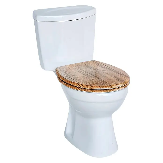 SAINOS WC-Sitz Duroplast WC-Sitz, Braun, Universal-O-Form, Absenkautomatik, Oben - Duroplast, Braun, Mit Absenkautomatik