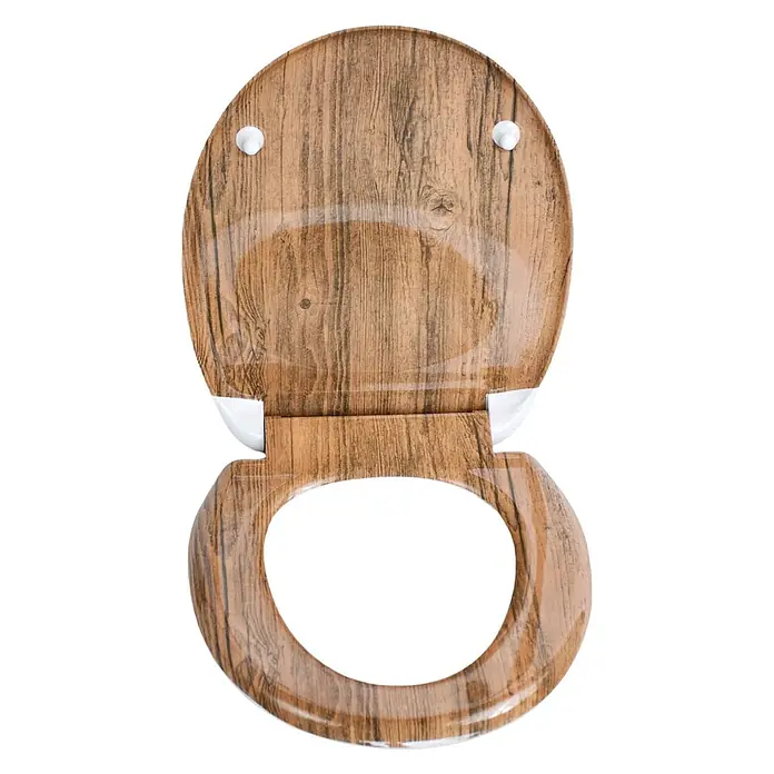 SAINOS WC-Sitz Duroplast WC-Sitz, Braun, Universal-O-Form, Absenkautomatik, Oben - Duroplast, Braun, Mit Absenkautomatik