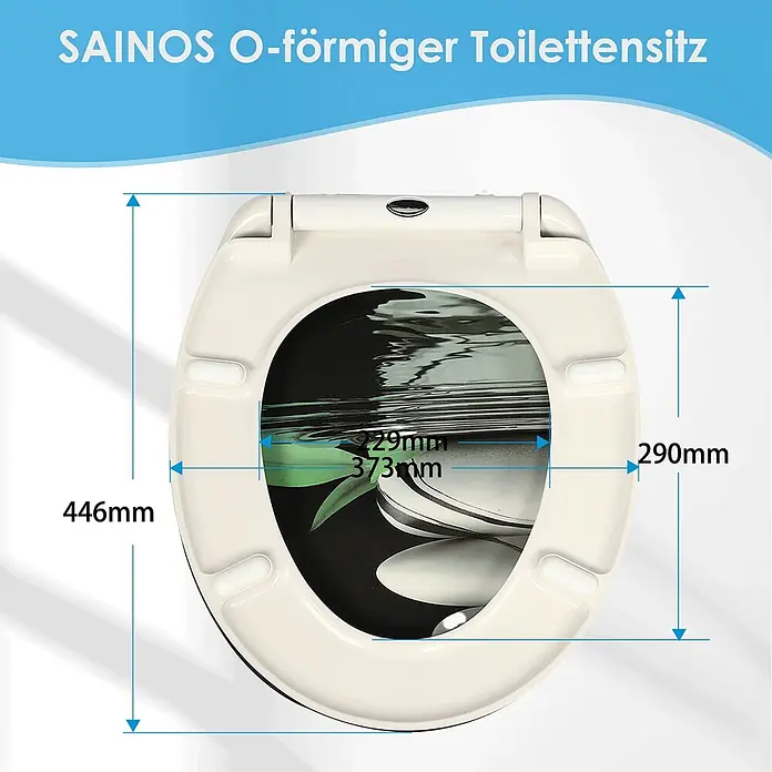 SAINOS WC-Sitz Duroplast WC-Sitz, Schwarz, Universal-O-Form, Absenkautomatik, Oben - Duroplast, Schwarz, Mit Absenkautomatik