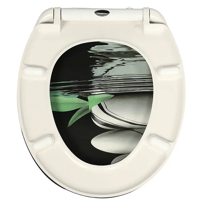 SAINOS WC-Sitz Duroplast WC-Sitz, Schwarz, Universal-O-Form, Absenkautomatik, Oben - Duroplast, Schwarz, Mit Absenkautomatik