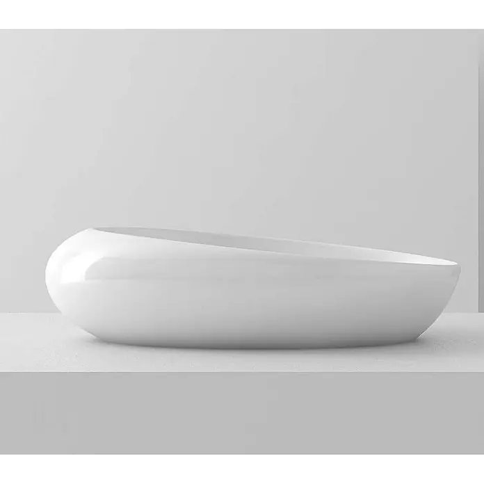 Poalgi Aufsatzwaschbecken OVAL-MB - 49 x 30 cm, Mit schmutzabweisender Glasur, Hahnloch: Ohne, Ohne Überlauf, Weiß