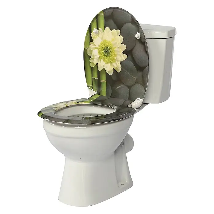 SAINOS WC-Sitz Duroplast WC-Sitz, Grau, Universal-O-Form, Absenkautomatik, Oben - Duroplast, Grau, Mit Absenkautomatik