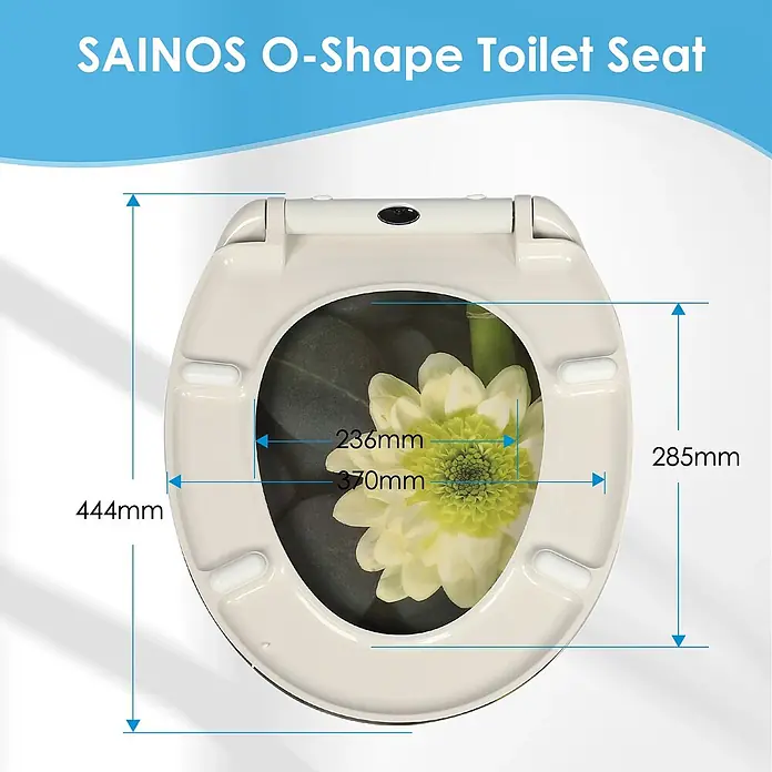 SAINOS WC-Sitz Duroplast WC-Sitz, Grau, Universal-O-Form, Absenkautomatik, Oben - Duroplast, Grau, Mit Absenkautomatik