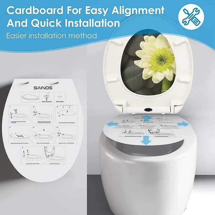 SAINOS WC-Sitz Duroplast WC-Sitz, Grau, Universal-O-Form, Absenkautomatik, Oben - Duroplast, Grau, Mit Absenkautomatik
