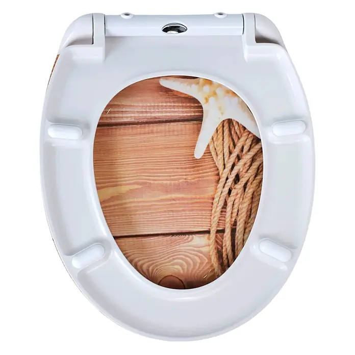 SAINOS WC-Sitz Duroplast WC-Sitz, Braun, Universal-O-Form, Absenkautomatik, Oben - Duroplast, Braun, Mit Absenkautomatik