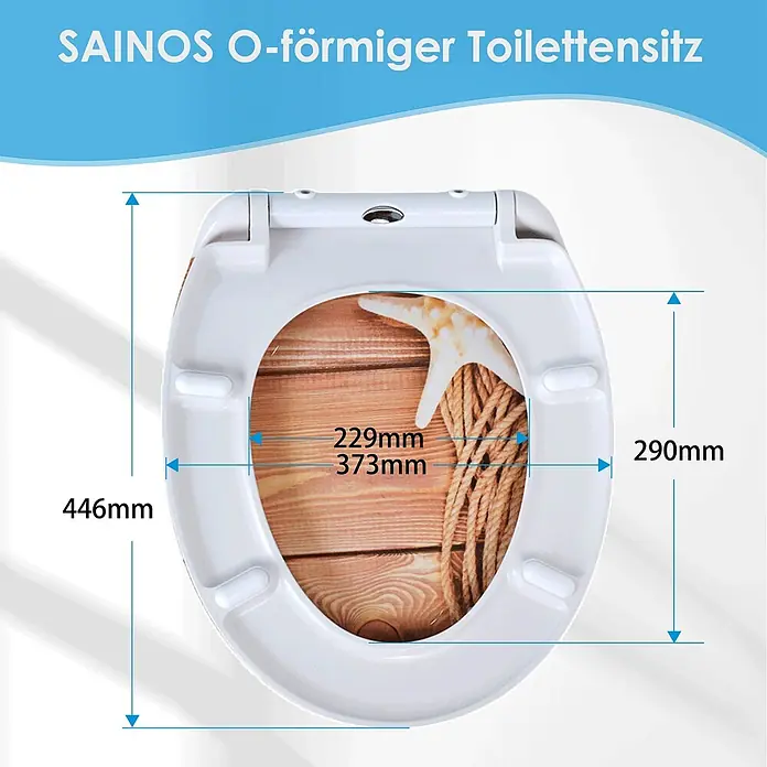 SAINOS WC-Sitz Duroplast WC-Sitz, Braun, Universal-O-Form, Absenkautomatik, Oben - Duroplast, Braun, Mit Absenkautomatik