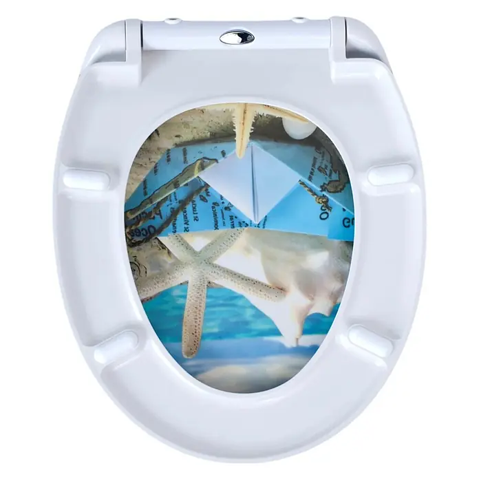 SAINOS WC-Sitz Duroplast WC-Sitz, Blau, Universal-O-Form, Absenkautomatik, Oben - Duroplast, Blau, Mit Absenkautomatik