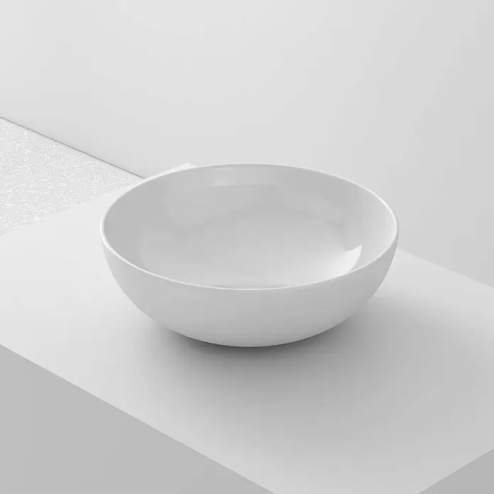 Poalgi Aufsatzwaschbecken BOL40 - 40,5 x 40,5 cm, Mit schmutzabweisender Glasur, Hahnloch: Ohne, Ohne Überlauf, Weiß