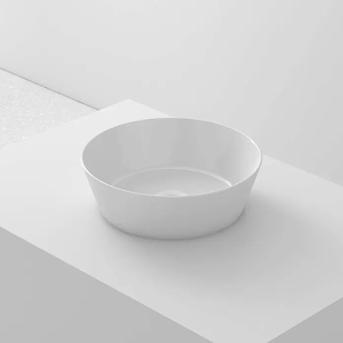 Poalgi Aufsatzwaschbecken CONO - 35,5 x 35,5 cm, Mit schmutzabweisender Glasur, Hahnloch: Ohne, Ohne Überlauf, Weiß