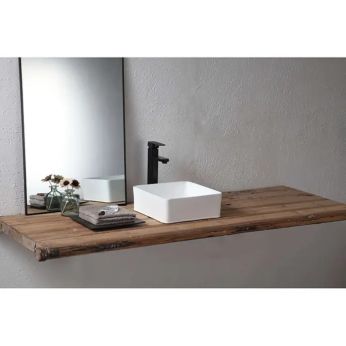 Poalgi Aufsatzwaschbecken SQ30 - 30,5 x 30,5 cm, Mit schmutzabweisender Glasur, Hahnloch: Ohne, Ohne Überlauf, Weiß