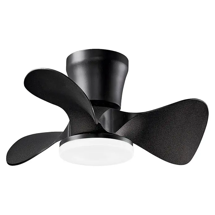 Alemar Ventilador de techo Siux - Negro, 56 cm, 30 W - Ventilador de techo negro de tres aspas con luz LED blanca integrada.