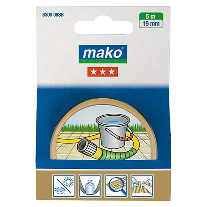 Mako Super-Kraftband - Braun, 5 m x 19 mm - MAKO Gartenschlauch 5m/19mm Verpackung: Hochwertiger Gartenschlauch für Bewässerung, flexibel und langlebig für den Einsatz im Garten.